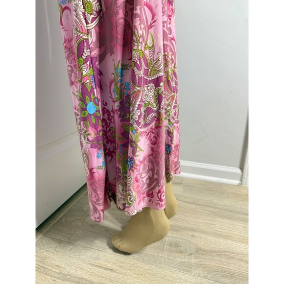 Vintage Ellen & Erin Pink Floral Halter Jumpsuit With Wide-Leg Design Open Back - Picture 5 of 6